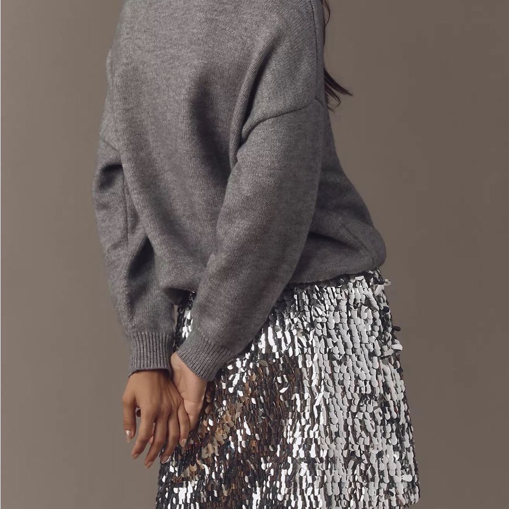 NWT Anthropologie Mare Mare Long Sleeve Knit Sequin Twofer Mini Dress Sz S - Picture 9 of 10